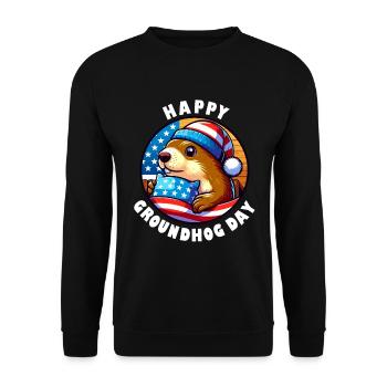 Marmotte Joyeux Jour de la marmotte Printemps Amérique - Sweat-shirt Unisexe - noir - Devant - Alina (178cm) & Michal (187cm)