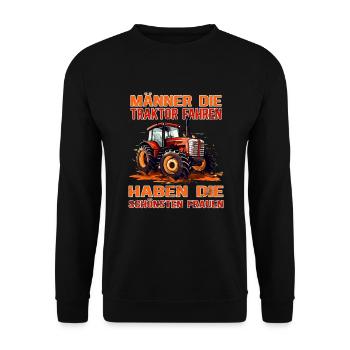 Traktor fahren Landwirte und Bauern Trecker fahren - Unisex Pullover - Schwarz - Vorne - Alina (178cm) & Michal (187cm)