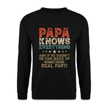 Papa weiß alles Vintage Opa Papa - Unisex Pullover - Schwarz - Vorne - Alina (178cm) & Michal (187cm)