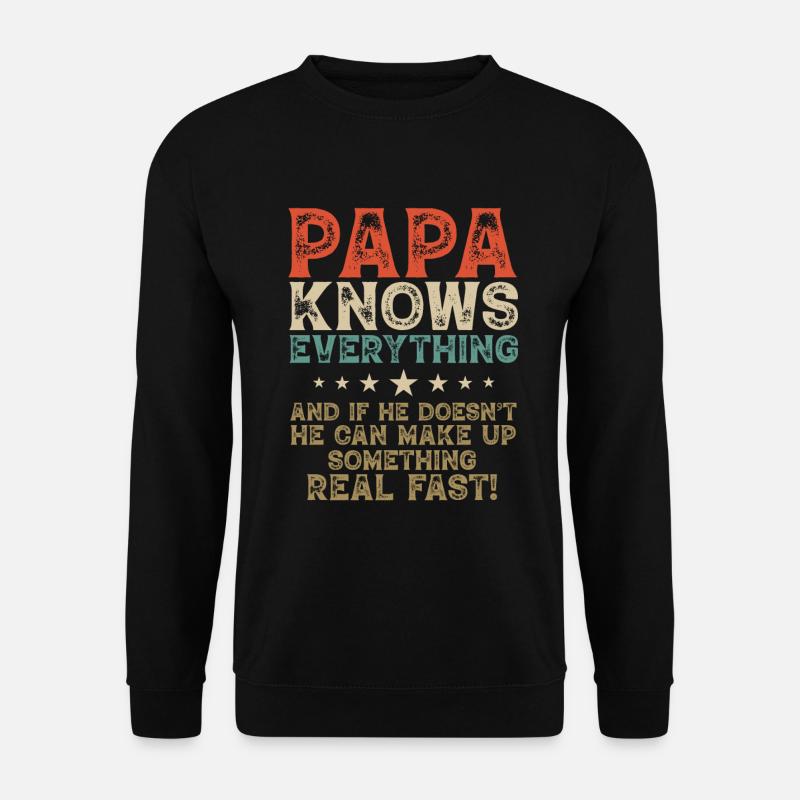 Papa weiß alles Vintage Opa Papa - Unisex Pullover - Schwarz