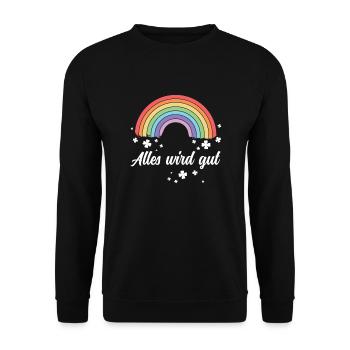 Regenbogen - Alles wird gut! - Unisex Pullover - Schwarz - Vorne - Alina (178cm) & Michal (187cm)
