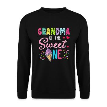 Grandma of Sweet 1 First Birthday Ice Cream - Unisex Sweatshirt - black - Front - Alina (178cm) & Michal (187cm)