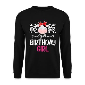 Mom of The Birthday for Girl Farm Cow Mommy Mama - Unisex Sweatshirt - black - Front - Alina (178cm) & Michal (187cm)