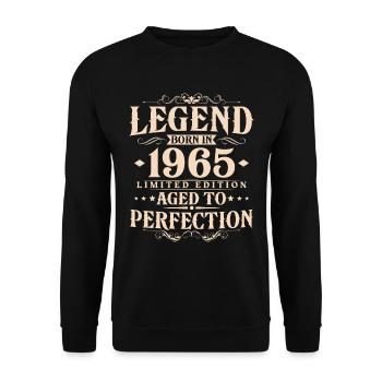 Légende Depuis 1965 Vintage Vintage Anniversaire - Sweat-shirt Unisexe - noir - Devant - Alina (178cm) & Michal (187cm)