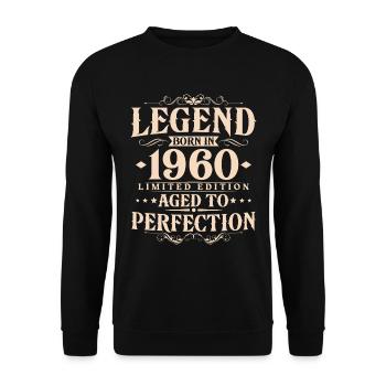 Légende des années 1960 Vintage Born Vintage Anniversaire - Sweat-shirt Unisexe - noir - Devant - Alina (178cm) & Michal (187cm)