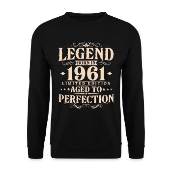 Légende 1961 Vintage Born Vintage Anniversaire - Sweat-shirt Unisexe - noir - Devant - Alina (178cm) & Michal (187cm)