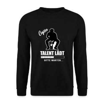 Cajon - Talent lädt Cajon Spieler Kajon - Unisex Pullover - Schwarz - Vorne - Alina (178cm) & Michal (187cm)