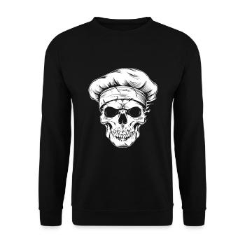 Chef Totenkopf Koch - Unisex Sweatshirt - black - Front - Alina (178cm) & Michal (187cm)