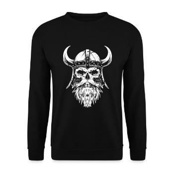 Wikinger Totenkopf Odin - Unisex Pullover - Schwarz - Vorne - Alina (178cm) & Michal (187cm)