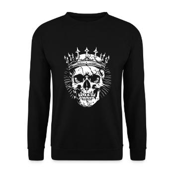 King Skull Skeleton Crown King - Unisex Sweatshirt - black - Front - Alina (178cm) & Michal (187cm)