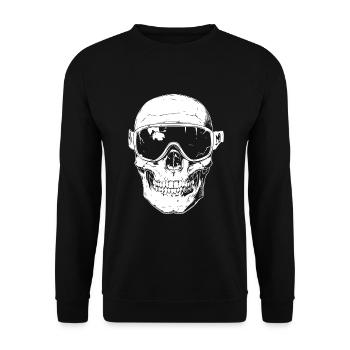 Ski Ski Goggles Skull - Unisex Sweatshirt - black - Front - Alina (178cm) & Michal (187cm)