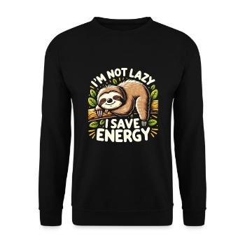 Conception paresseux - Je ne suis pas paresseux, j’économise de l’énergie - Sweat-shirt Unisexe - noir - Devant - Alina (178cm) & Michal (187cm)