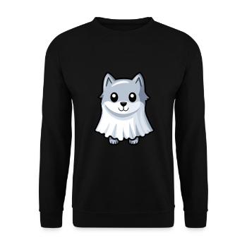 Wolf Halloween Comic Geist - Unisex Pullover - Schwarz - Vorne - Alina (178cm) & Michal (187cm)
