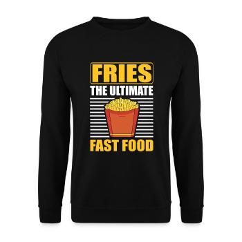 Pommes Tüte Lustig Fries The Ultimate Fast Food - Unisex Pullover - Schwarz - Vorne - Alina (178cm) & Michal (187cm)