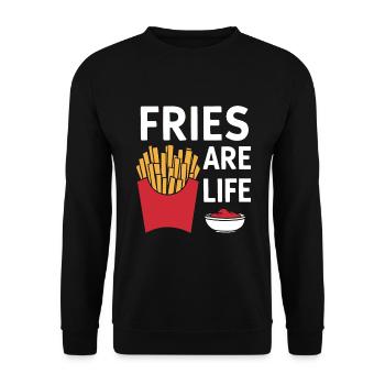 Drôle de frites de restauration rapide design Les frites sont la vie - Sweat-shirt Unisexe - noir - Devant - Alina (178cm) & Michal (187cm)