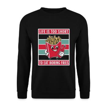 La vie est trop courte pour manger des frites ennuyeuses - Sweat-shirt Unisexe - noir - Devant - Alina (178cm) & Michal (187cm)