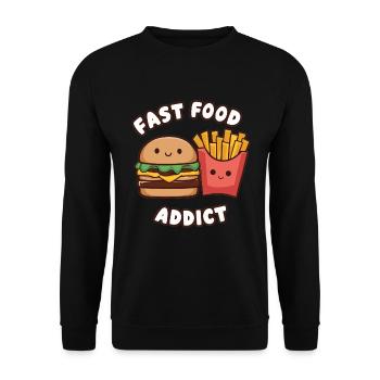 Fast Food Addict Fries and Burgers Gift - Unisex Sweatshirt - black - Front - Alina (178cm) & Michal (187cm)