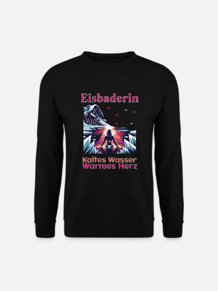 Eisbaderin - Kaltes Wasser Warmes Herz Eisbaden - Unisex Pullover - Schwarz