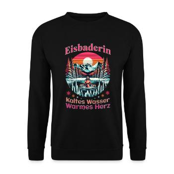 Eisbaderin - Kaltes Wasser Warmes Herz Eisbaden - Unisex Pullover - Schwarz - Vorne - Alina (178cm) & Michal (187cm)