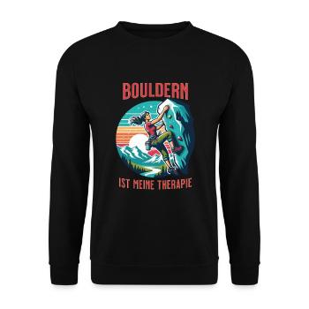 Bouldern ist meine Therapie - Boulderin Geschenk - Unisex Pullover - Schwarz - Vorne - Alina (178cm) & Michal (187cm)