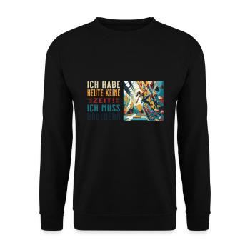 Keine Zeit - Ich muss bouldern! Frau geht klettern - Unisex Pullover - Schwarz - Vorne - Alina (178cm) & Michal (187cm)