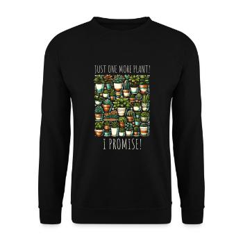 Dicton d’amoureux des plantes - Juste une plante de plus ! - Sweat-shirt Unisexe - noir - Devant - Alina (178cm) & Michal (187cm)