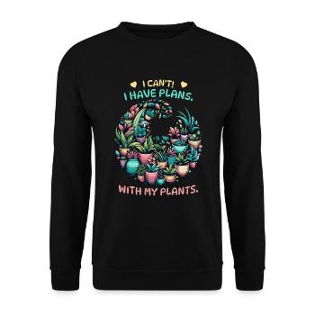 Gardeners and plant lovers with balcony plants - Unisex Sweatshirt - black - Front - Alina (178cm) & Michal (187cm)