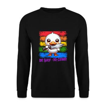 Regenbogen Lgbtq Pride Ente - Be Gay Do Crime - Unisex Pullover - Schwarz - Vorne - Alina (178cm) & Michal (187cm)
