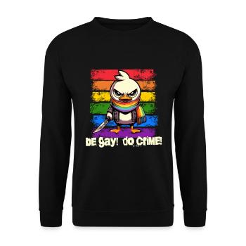 Be Gay Do Crime - Ente Regenbogen Fahne ist PRIDE - Unisex Pullover - Schwarz - Vorne - Alina (178cm) & Michal (187cm)