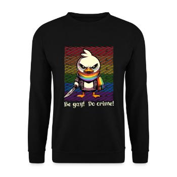 Be Gay Do Crime LGBTQ Pride Month - Unisex Pullover - Schwarz - Vorne - Alina (178cm) & Michal (187cm)