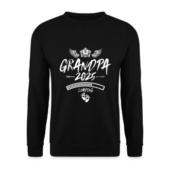 Opa 2025 Loading Grandpa Spruch - Unisex Pullover - Schwarz - Vorne - Alina (178cm) & Michal (187cm)