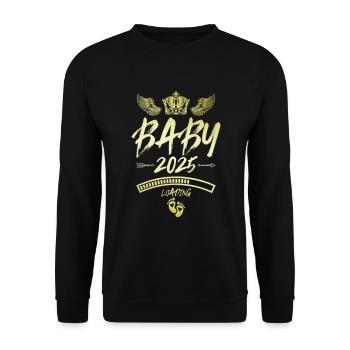 Baby 2025 Loading Spruch - Unisex Pullover - Schwarz - Vorne - Alina (178cm) & Michal (187cm)