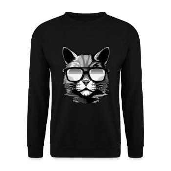 Katze Symbol Hipster Cool Party - Unisex Pullover - Schwarz - Vorne - Alina (178cm) & Michal (187cm)