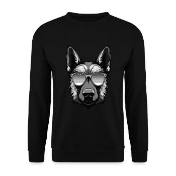 German Shepherd Dog Hipster Cool Party - Unisex Sweatshirt - black - Front - Alina (178cm) & Michal (187cm)