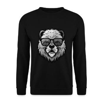 Chow Chow Hund Hipster Cool Party - Unisex Pullover - Schwarz - Vorne - Alina (178cm) & Michal (187cm)