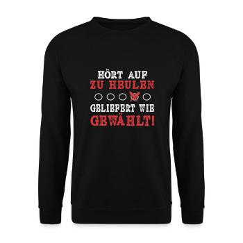 Bundeskanzler Wahl - Gewählt wie geliefert - Unisex Pullover - Schwarz - Vorne - Alina (178cm) & Michal (187cm)