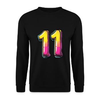11 Zahl Bunt - Unisex Pullover - Schwarz - Vorne - Alina (178cm) & Michal (187cm)