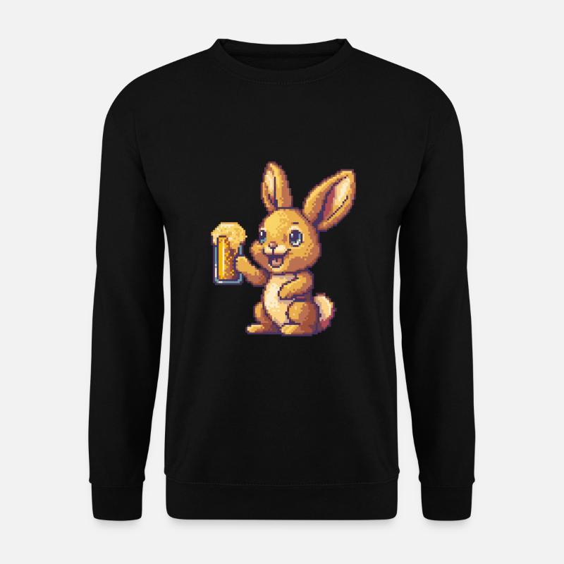 Hase Pixel Bier - Unisex Pullover - Schwarz