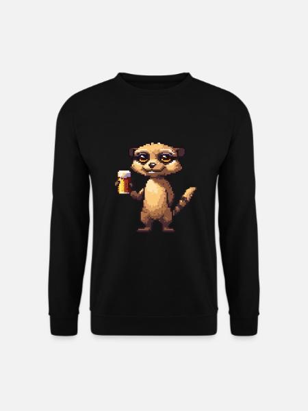 Erdmännchen Pixel Bier - Unisex Pullover - Schwarz