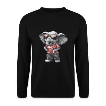 Elefant Comic Lustig Sommer - Unisex Pullover - Schwarz - Vorne - Alina (178cm) & Michal (187cm)