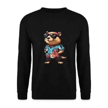 Biber Comic Lustig Sommer - Unisex Pullover - Schwarz - Vorne - Alina (178cm) & Michal (187cm)