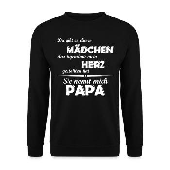 Papa das herz gestohlen - Unisex Pullover - Schwarz - Vorne - Alina (178cm) & Michal (187cm)