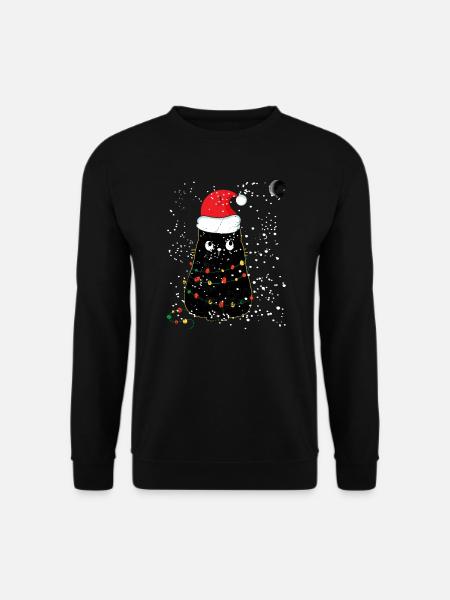 Chat de Noël / Lumière de Noël / Noël Meowy - Sweat-shirt Unisexe - noir