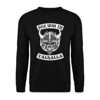 SEE YOU IN VALHALLA Wikinger nordisch - Unisex Pullover - Schwarz - Vorne - Alina (178cm) & Michal (187cm)
