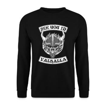 SEE YOU IN VALHALLA Wikinger nordisch - Unisex Pullover - Schwarz - Vorne - Alina (178cm) & Michal (187cm)