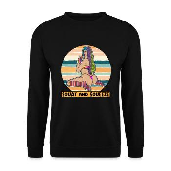 EROTIC SEXY GIRL SQUAT AND SQUEEZE - Unisex Pullover - Schwarz - Vorne - Alina (178cm) & Michal (187cm)