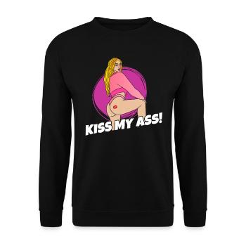EROTIC SEXY GIRL KISS MY ASS - Unisex Pullover - Schwarz - Vorne - Alina (178cm) & Michal (187cm)