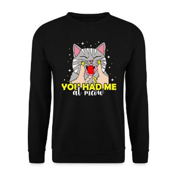 CAT YOU HAD ME AT MEOW - Unisex Sweatshirt - black - Front - Alina (178cm) & Michal (187cm)