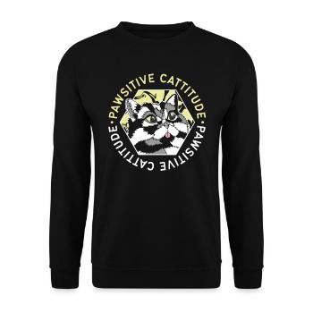 CAT PAWSITIVE CATTITUDE - Unisex Sweatshirt - black - Front - Alina (178cm) & Michal (187cm)