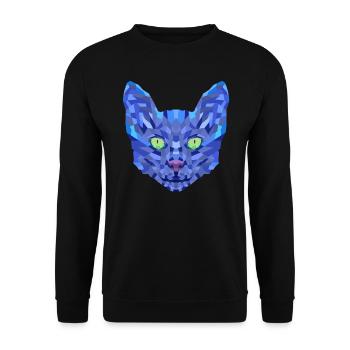 Chat Bleu Polygonal - Sweat-shirt Unisexe - noir - Devant - Alina (178cm) & Michal (187cm)